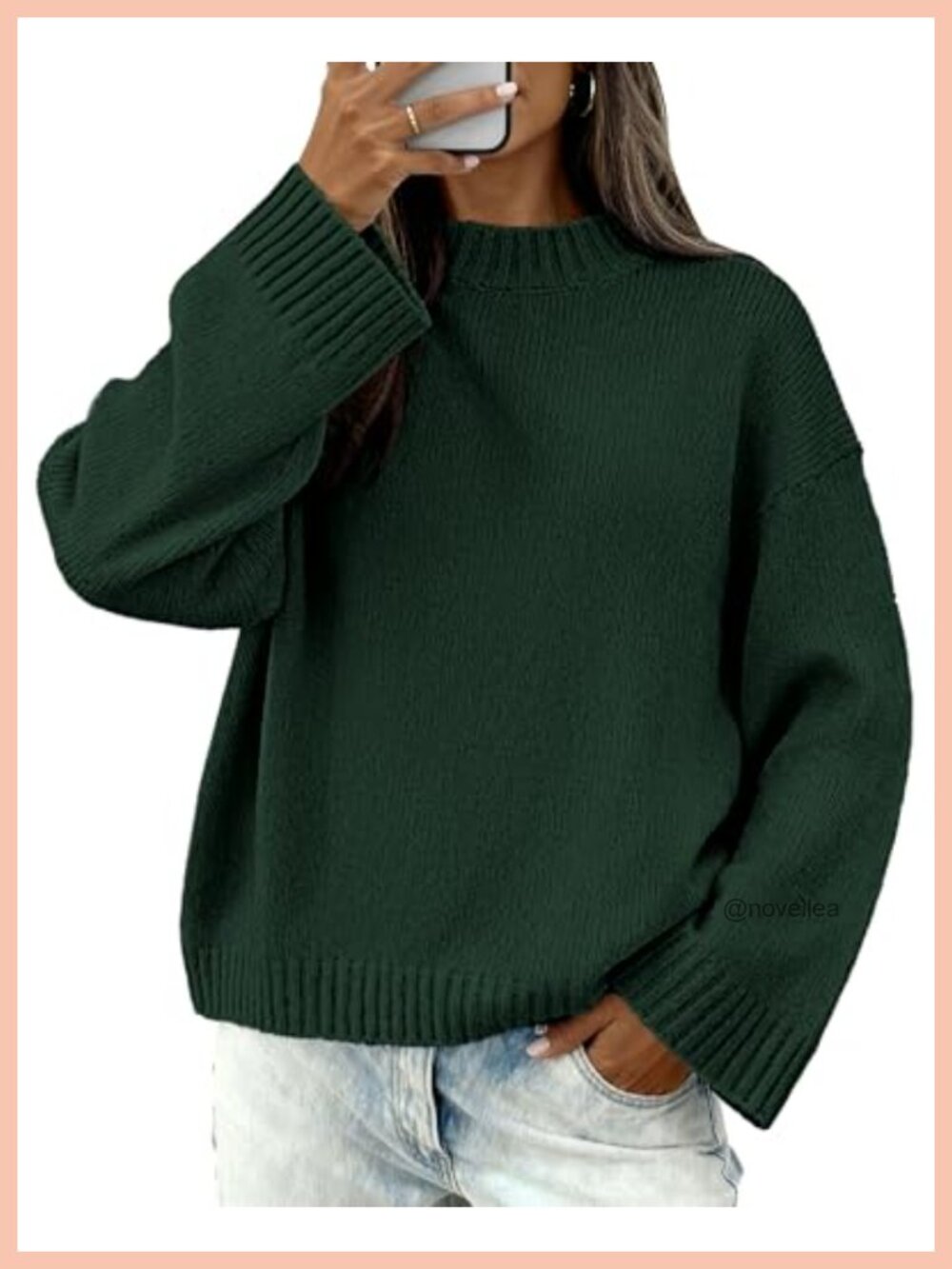 Womens Crewneck Loose Fit Long Sleeve Knit Pullover Sweater